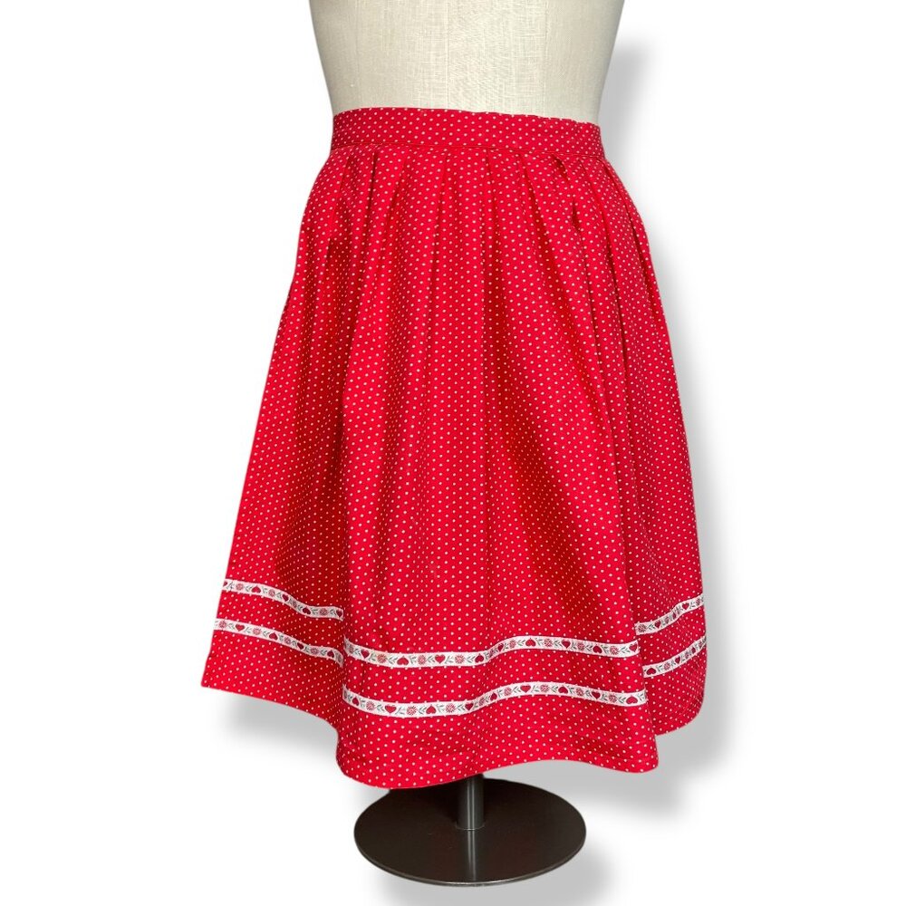 Polka Dot Half Apron Hostess Red White Ribbon Floral Hearts Tie Waist Bow Cotton